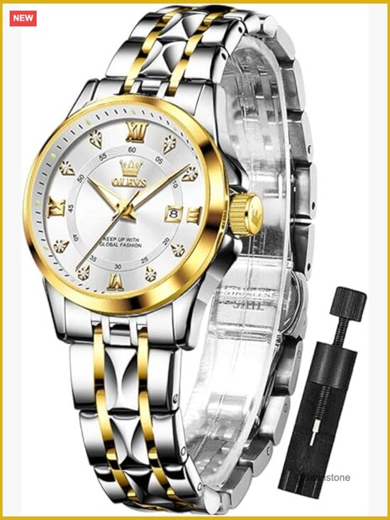 Women\'s Stainless Steel Quartz Watch with Date, Luminous Dial, Water Resistant main image 7